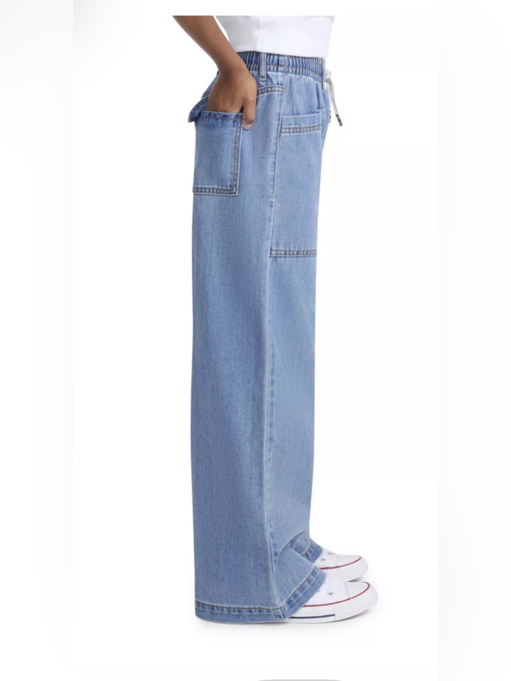 Levi’s High Rise Baggy Pull On Wide Leg Big Girls Large ( 12-14) EUC - Picture 3 of 13